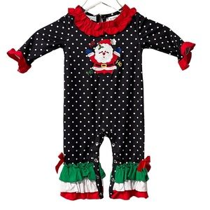 Santa Romper with Ruffles Size 6-12 Months